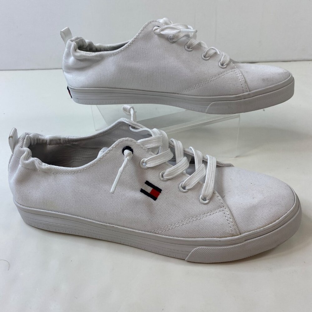 Tommy Hilfiger Womens White Low Top Canvas Sneakers Size 9.5